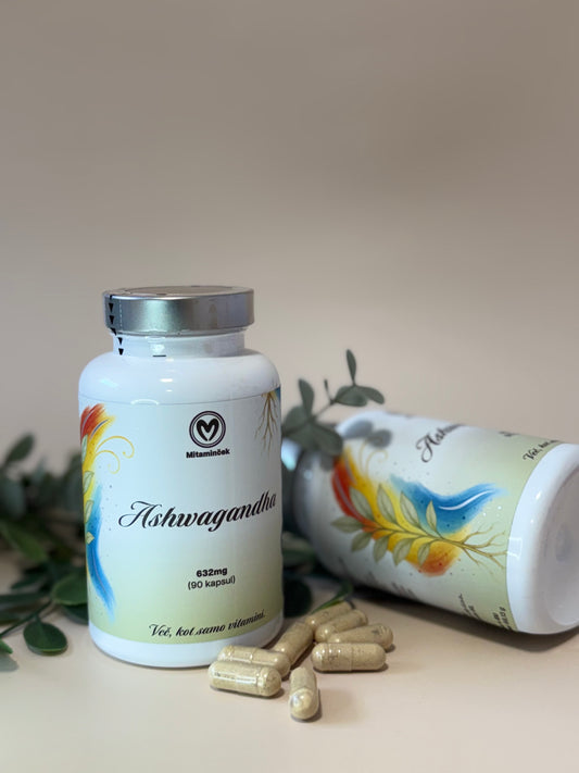 Ašvaganda embalaža - kapsule 500mg prehransko dopolnilo