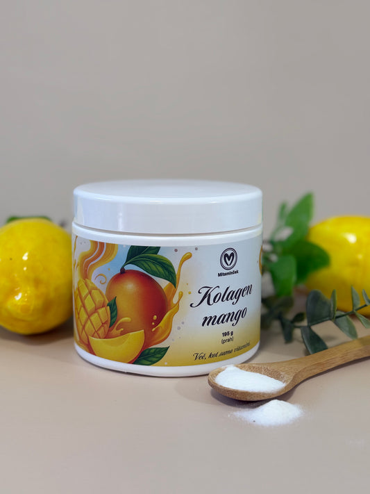 Kolagen mango embalaža - napitek v prahu z vitaminom C in hialuronsko kislino