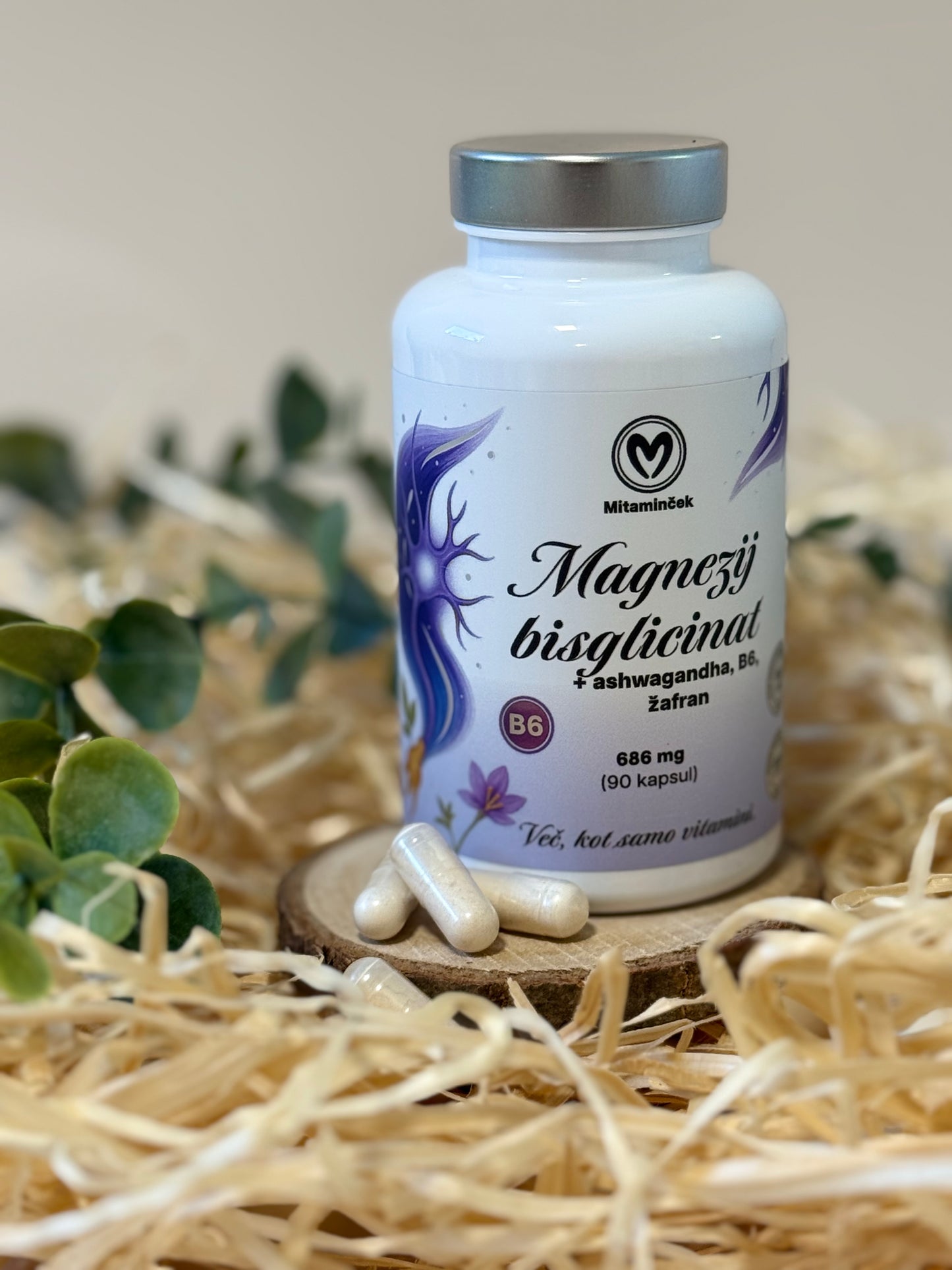 Magnezij bisglicinat 200mg z ashwagandho KSM-66 - 90 kapsul prehransko dopolnilo