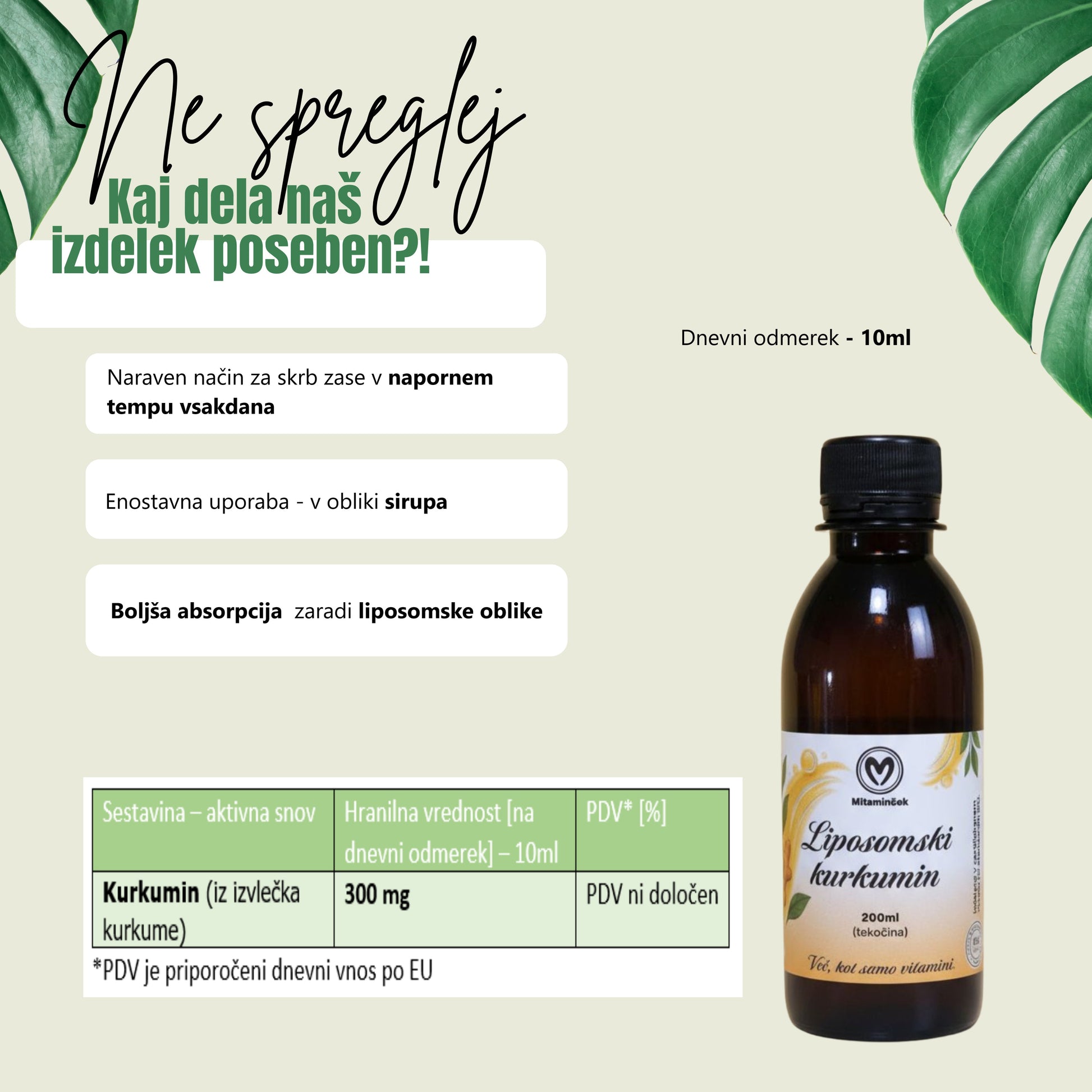 Liposomski kurkumin tekočo oblika - 200ml za boljšo absorpcijo
