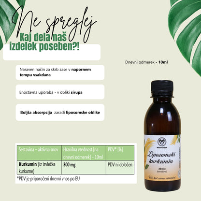 Liposomski kurkumin tekočo oblika - 200ml za boljšo absorpcijo
