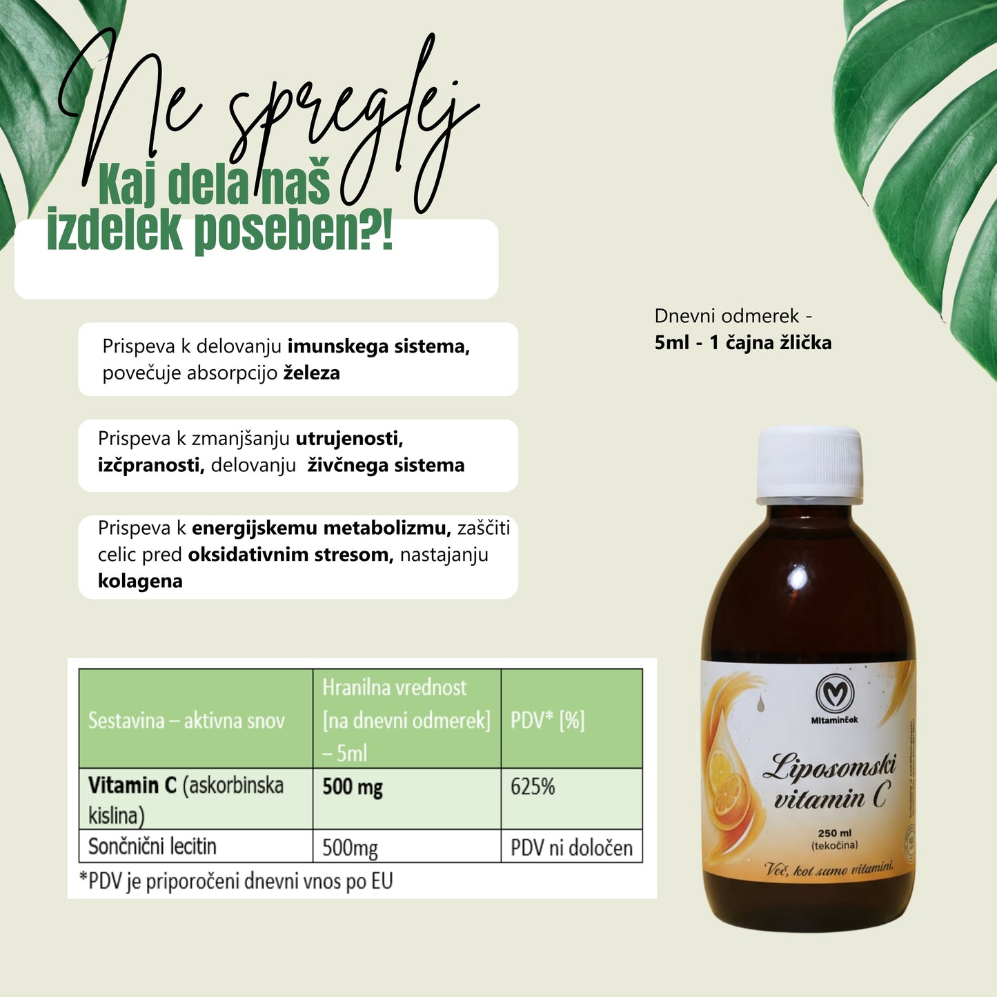 Liposomski vitamin C 500mg tekoče dopolnilo - zaščita celic