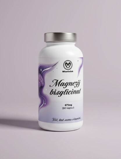 Magnezij bisglicinat 375mg - 90 kapsul za zmanjševanje utrujenosti