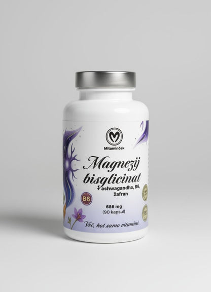 Magnezij Bisglicinat + Ashwagandha + B6 + Žafran