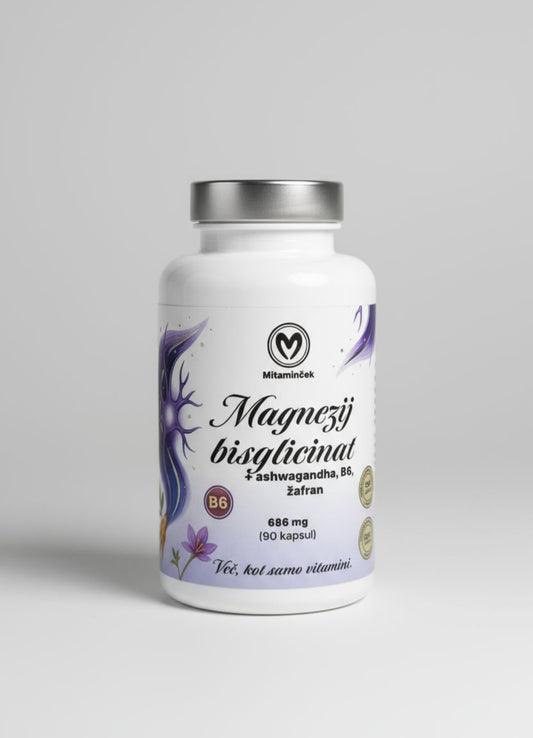 Magnezij Bisglicinat + Ashwagandha + B6 + Žafran